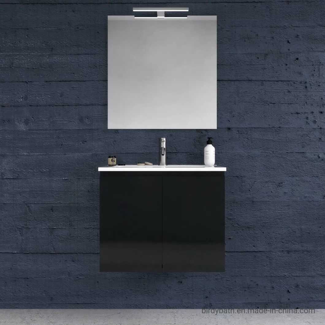 Bathroom Cabinet 60 Cm Installation Suspended Ceramic Sink 2 Doors Anthracite