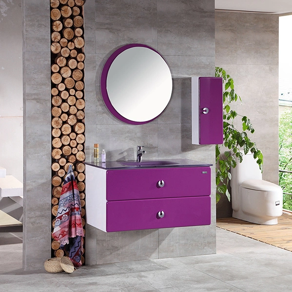 800mm Width Two Drawer Modern Wall Mounted Ceramic Basin PVC Waterproof Bathroom Cabinet Furniture