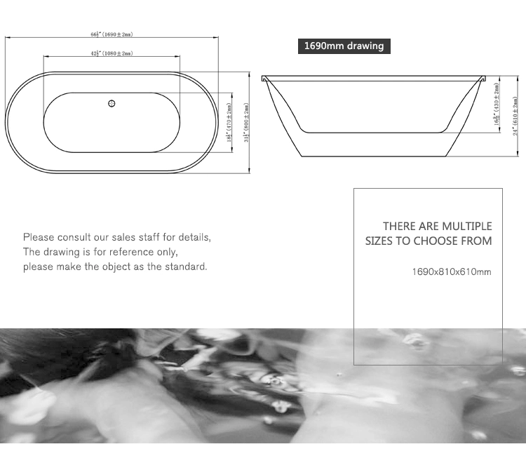 Freestanding Indoor Simple Deep Acrylic Bathtubs Tub