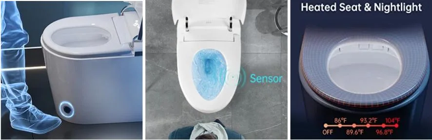 Ortonbaths Modern Toilet Bidet Combo with Bidet P Trap Auto Flush Remote Control Intelligent Warm Seat Smart Toilet