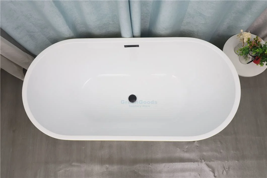 CE Certification 59 Inch Ellipse Acrylic Bathtub with for Two People