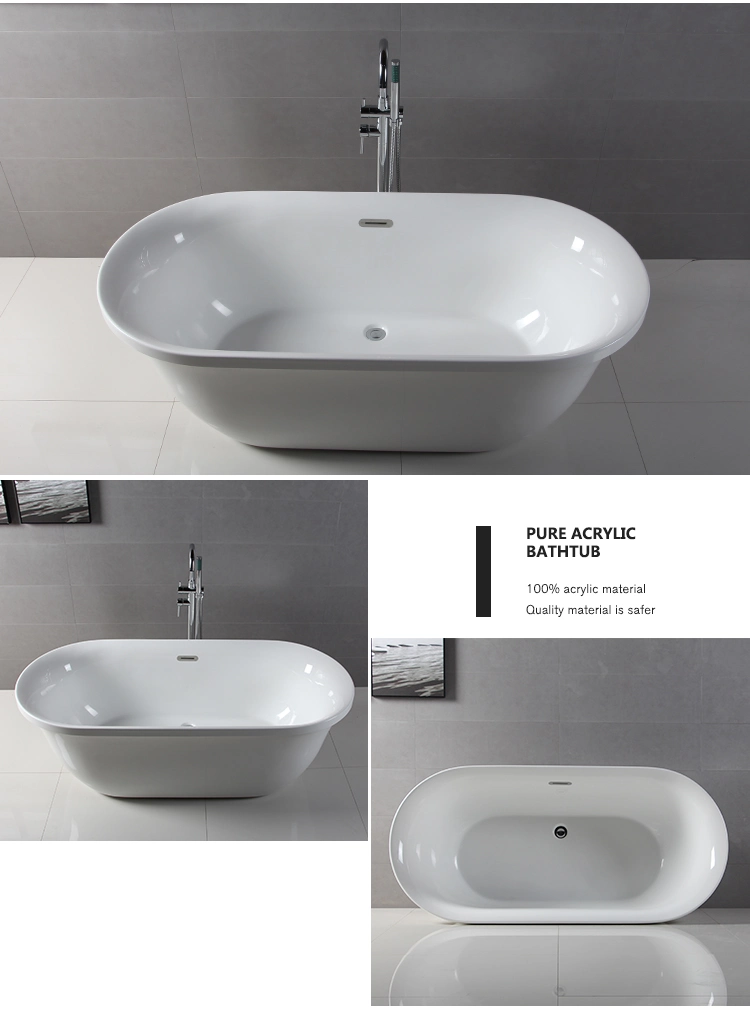 Freestanding Indoor Simple Deep Acrylic Bathtubs Tub