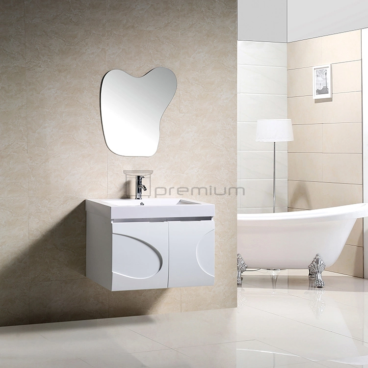 800mm Width Two Drawer Modern Wall Mounted Ceramic Basin PVC Waterproof Bathroom Cabinet Furniture