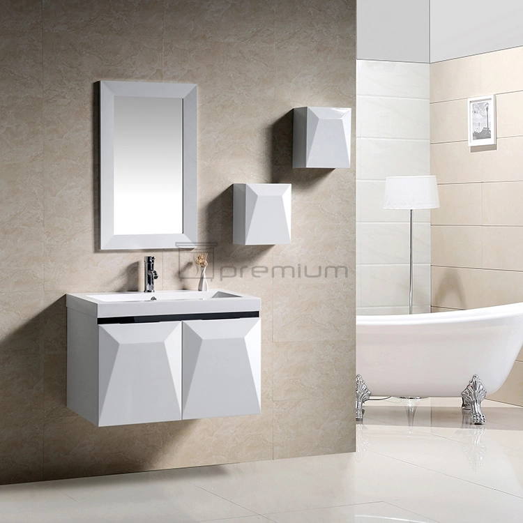 800mm Width Two Drawer Modern Wall Mounted Ceramic Basin PVC Waterproof Bathroom Cabinet Furniture