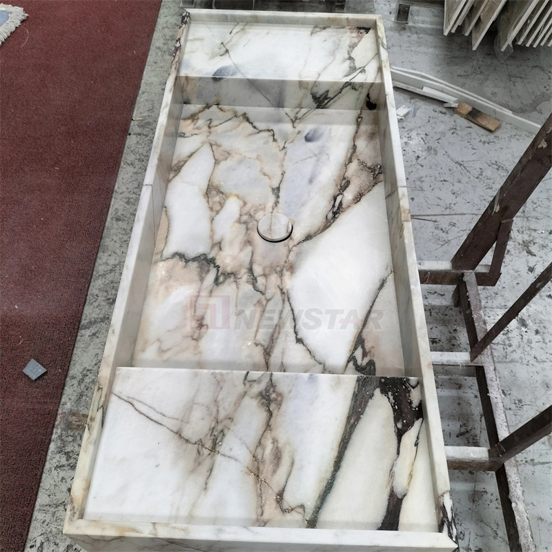 Newstar Customized Bathroom Marble Bathroom Cabinets Single Sink Basin Marble Bathroom Vanity Suspended Sink