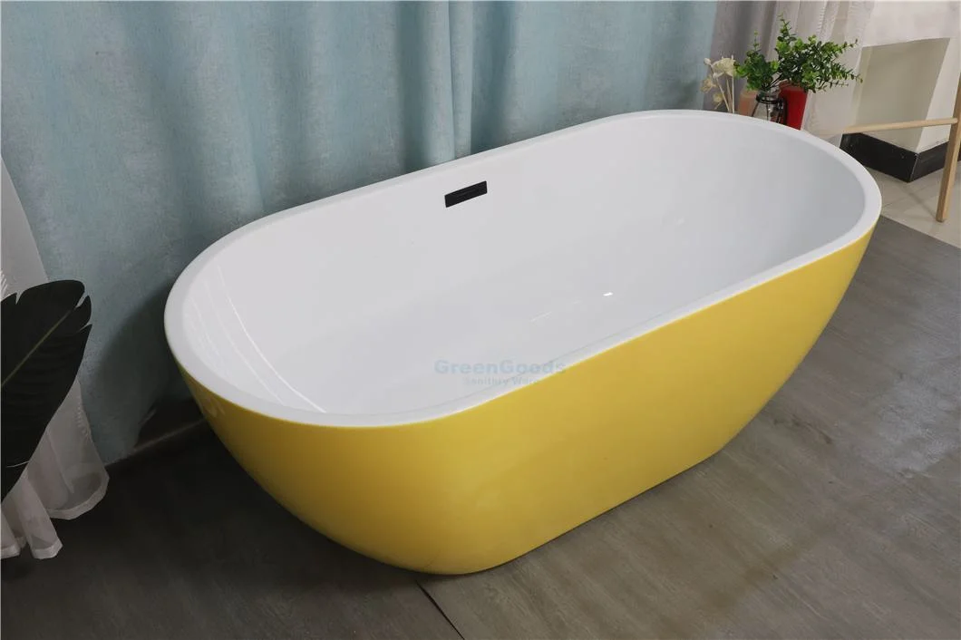 CE Certification 59 Inch Ellipse Acrylic Bathtub with for Two People