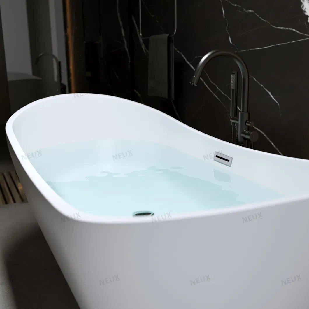 Hot Sale Luxury Bathroom Indoor Simple Soaking Freestanding Acrylic Bathtub (LT-713)