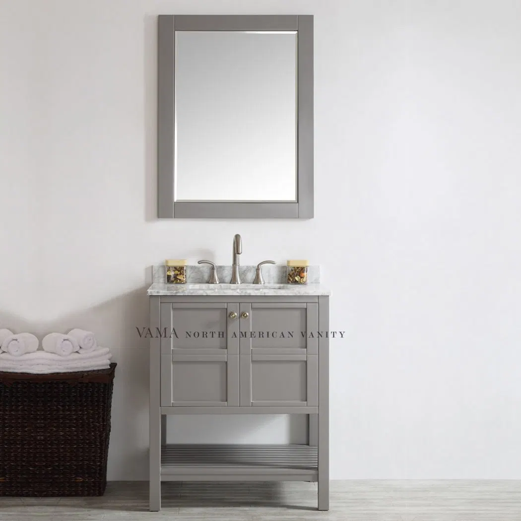 Vama 30 Inch Grey Simple Design Floor Standing Bathroom Furniture with Single Basin