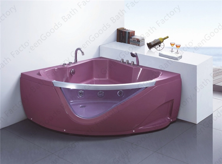 CE Sale Good Price Red Acrylic Alcove Shower Soaking Corner Bath Tubs Jet Massage Jetted Whirlpool Bathtub