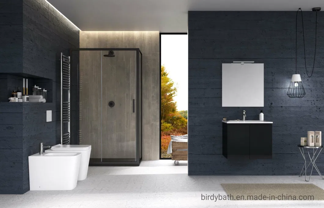 Bathroom Cabinet 60 Cm Installation Suspended Ceramic Sink 2 Doors Anthracite