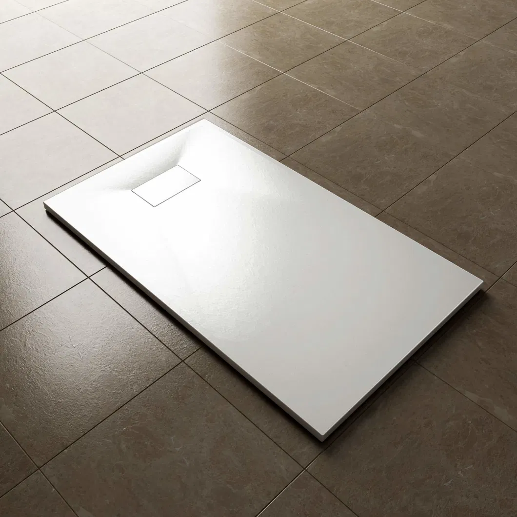 Square White SMC Acrylic Shower Tray with Stone Surface Finish