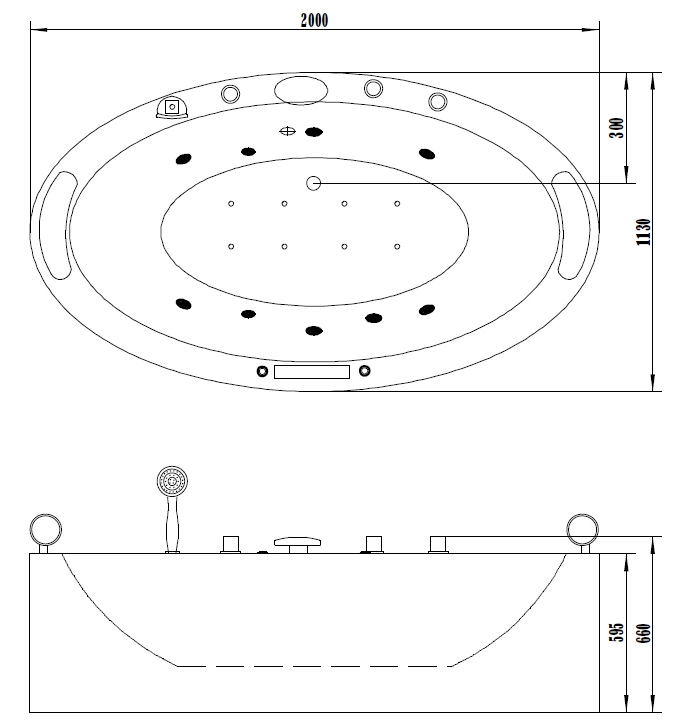 Freestanding Acrylic Jacuzzi Massage Whirlpool Bathtub 6PCS Big Massage Jets