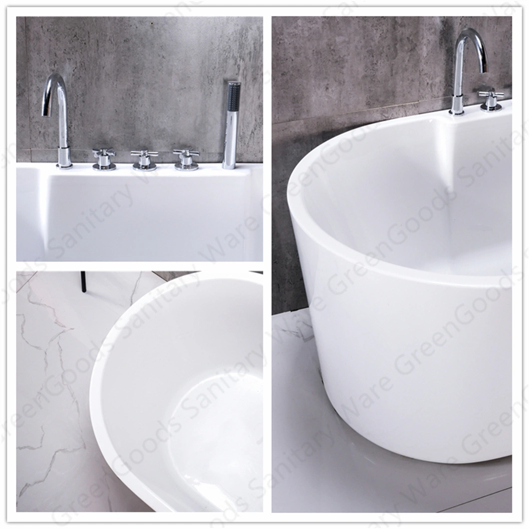 Hotel Bathroom 1200mm Bath Tubs Oval Deep Soaking Acrylic Resin Freestanding Bathtubs