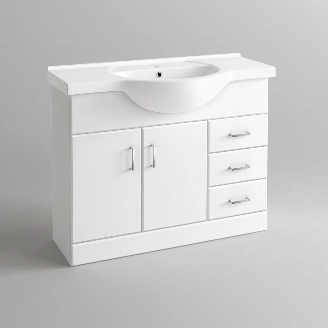 600mm Modern Floor Mounted Ceramic Basin MDF Bathroom Furniture Vanity Cabinet