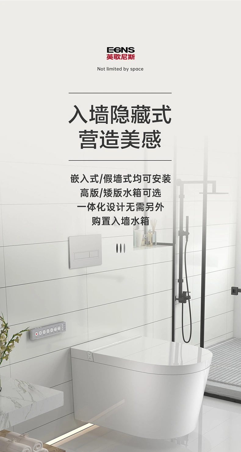 Bathroom Concealed Cistern Back to Wall Smart Wc Intelligent Wall Hung Toilet Set with Remote Control White Toilet