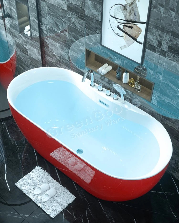 Wholesale Very Popular Luxury Bathroom Large Size Oval Freestanding Deep Soaking Bathtub