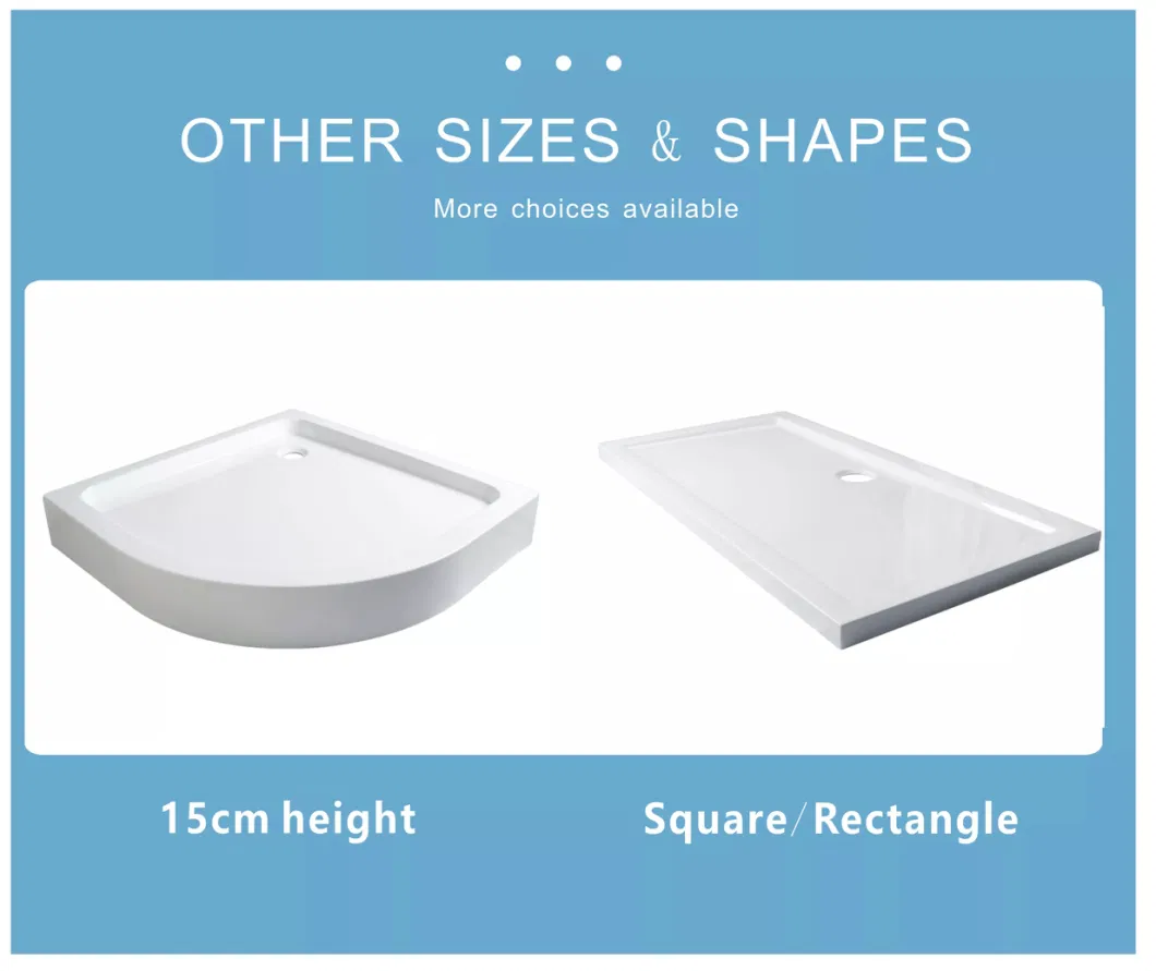 Direct Manufacturer Sanitary Acrylic Resin Solid Shower Base Surface Stone Shower Tray