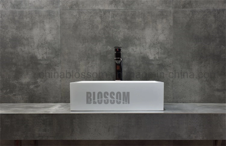 Integrated Countertop Man-Made Solid Surface Stone Acrylic Resin Bathroom Vanity Basin Wash Sink