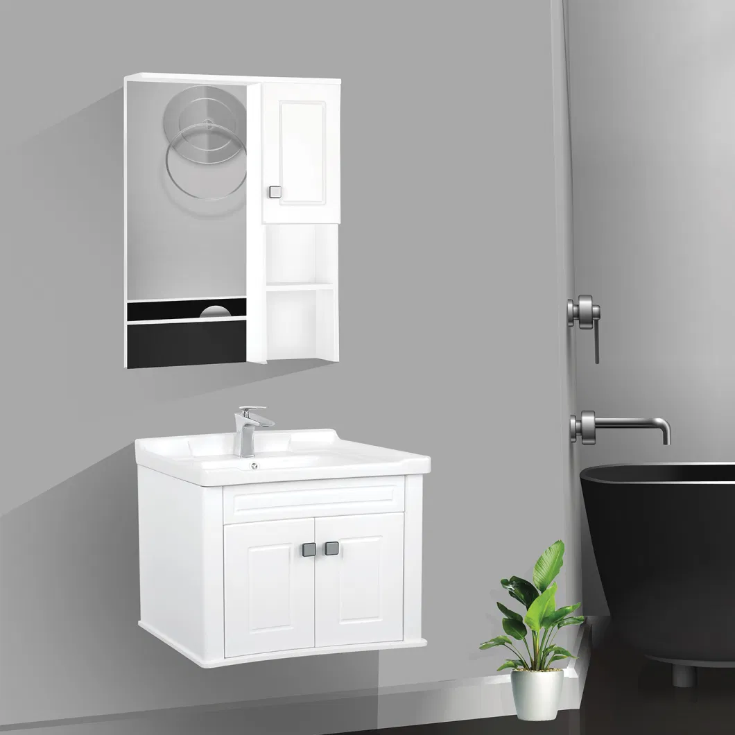 White PVC Bathroom Furniture with Mirror Cabinrt