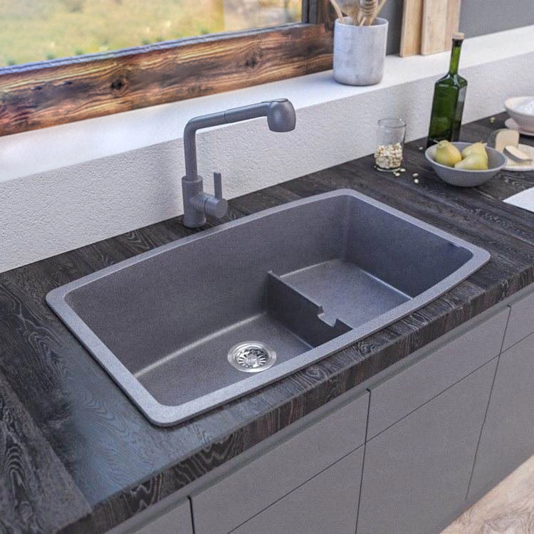 High Quality Kitchen Double Washing Basin Large Composite Quartz Stone Kitchen Sink