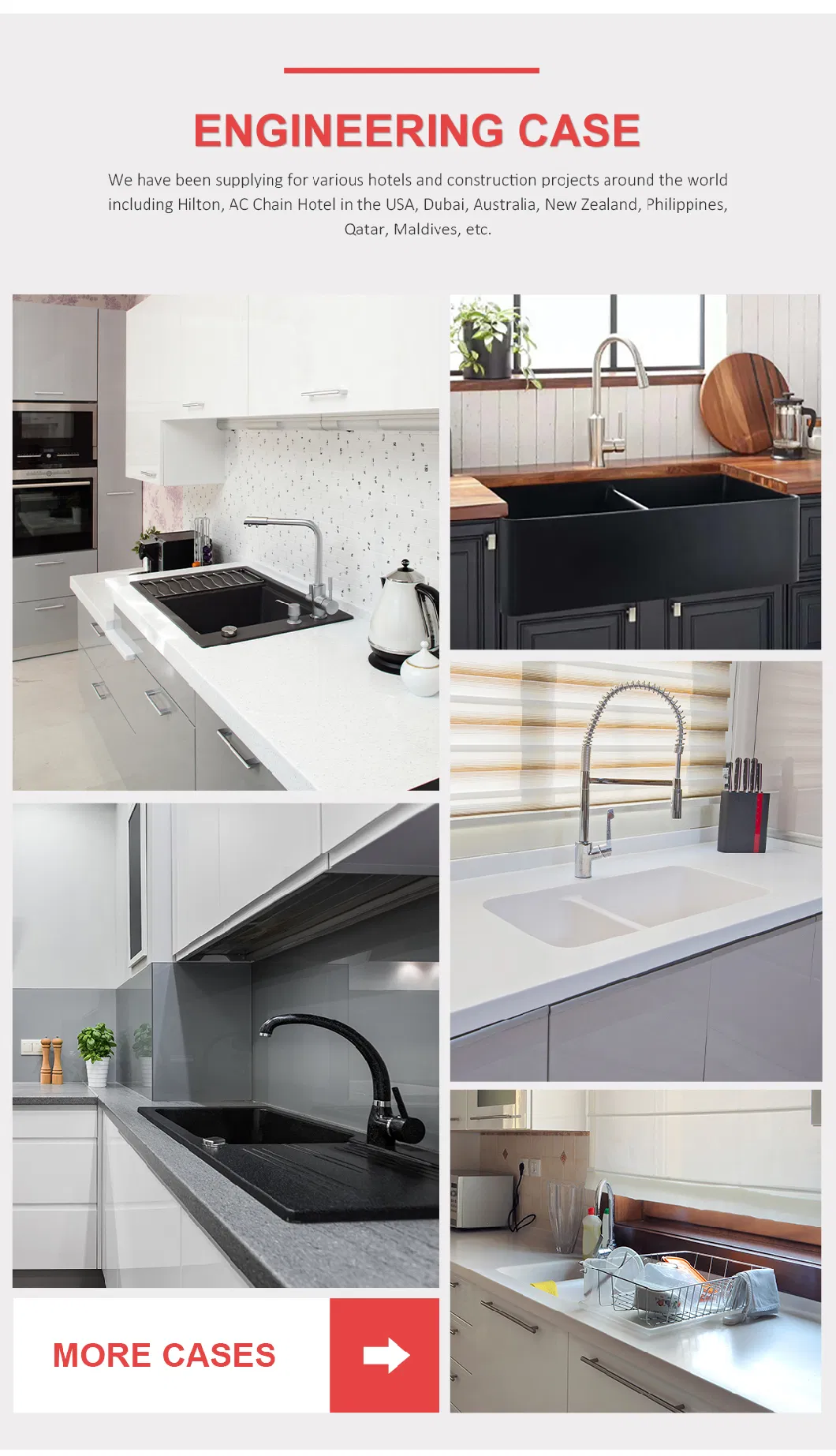 Kingkonree Square Resin Black Artificial Stone Bathroom and Undermount Sink Quartz Kitchen Sink