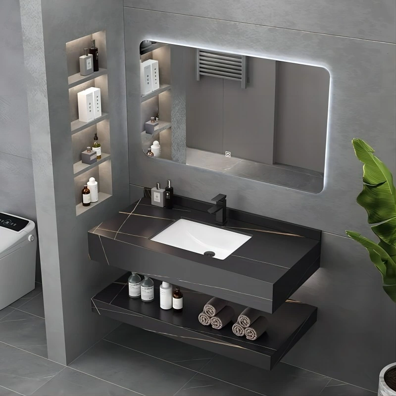 Bathroom Mirror Cabinet Modern Wall Mounted Cabinet Furniture Ceramic Basin Bathroom Vanity Laminated Home Furniture