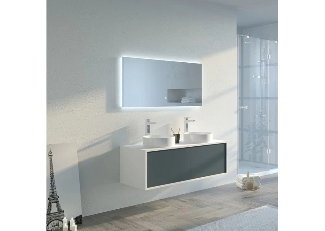 Wall Hung Bathroom Cabinet 1200mm Concrete Gray and White