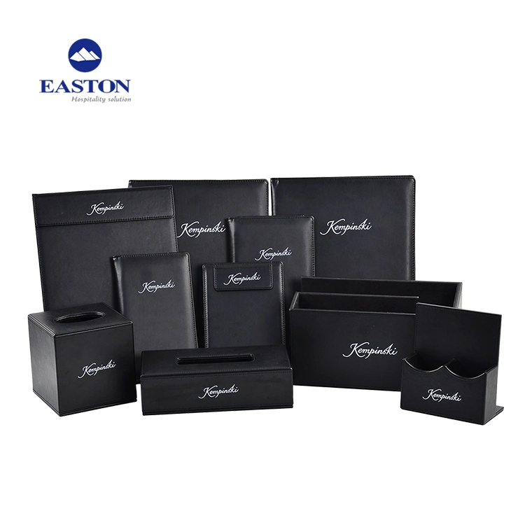 Hotel Bathroom Leather Amenities Set Tumbler Tray