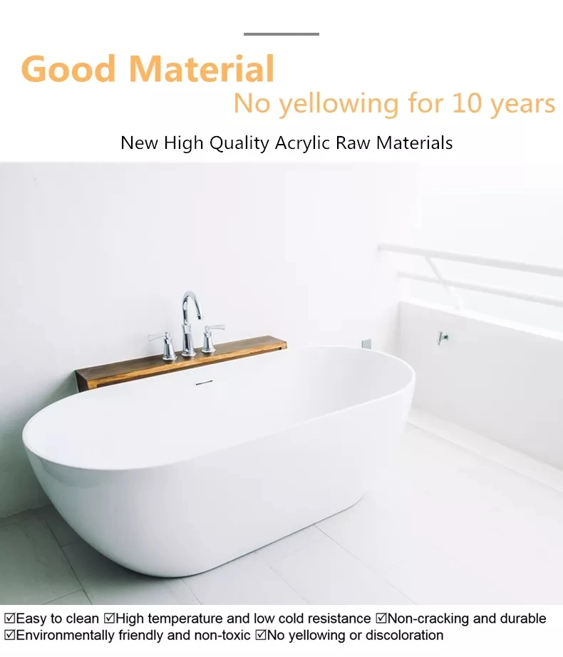 Acrylic Bathroom Freestanding Soaking Bathtub with Faucet