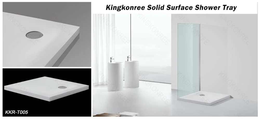 Non Slip Solid Surface Resin Stone Marble Bathroom Shower Trays (KKR-200201-1)