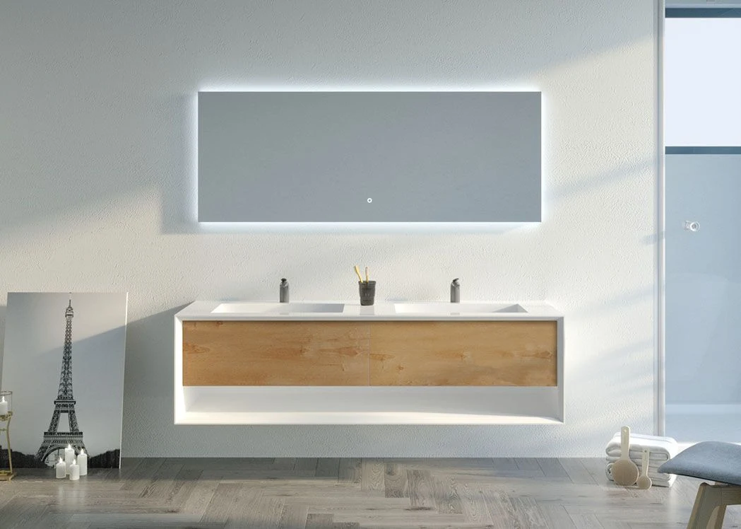 1600 mm Bathroom Cabinet Natural Wood and White