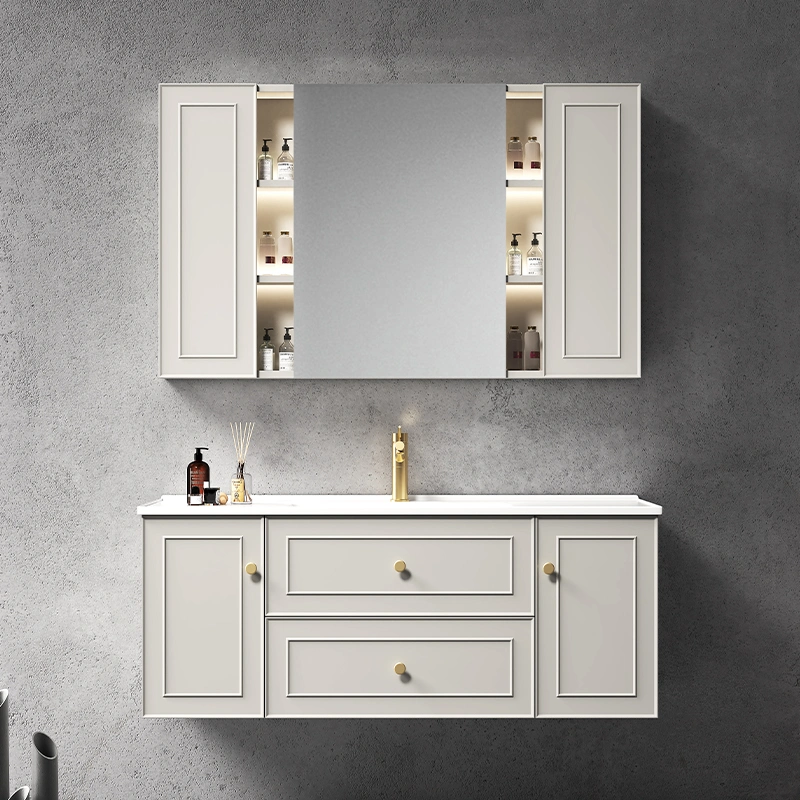 American Shaker Style Floating Vanity Bathroom Wall Mounted Cabinet with Ceramic Sink