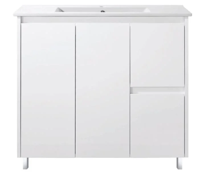 900mm Bathroom High Gloss White Free-Standing Vanity Unit Cabinet Furniture