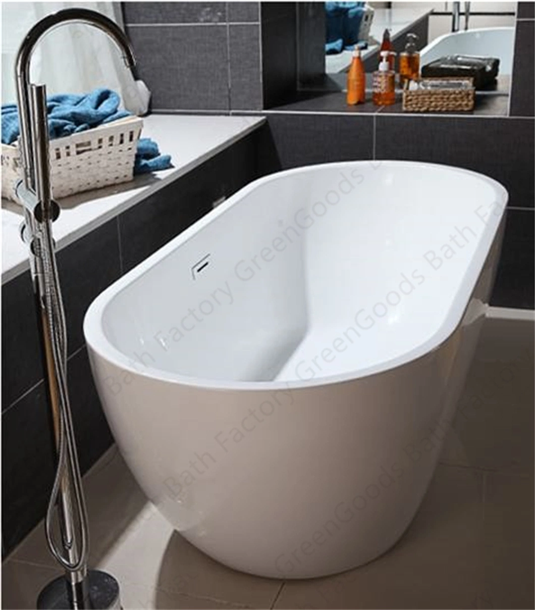 China Manufacturer Cheaper Wholesale 1600mm Hot Tub Acrylic Free Standing Oval Bathtub