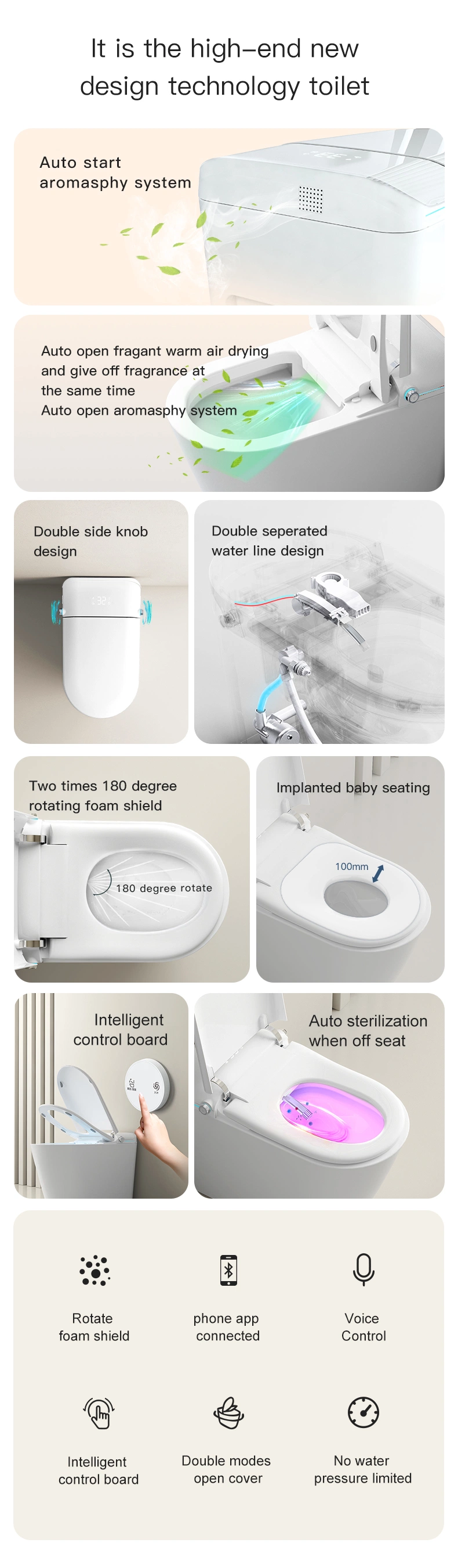 Smart Toilet Automatic Flush Toilet Instant Heating Seat