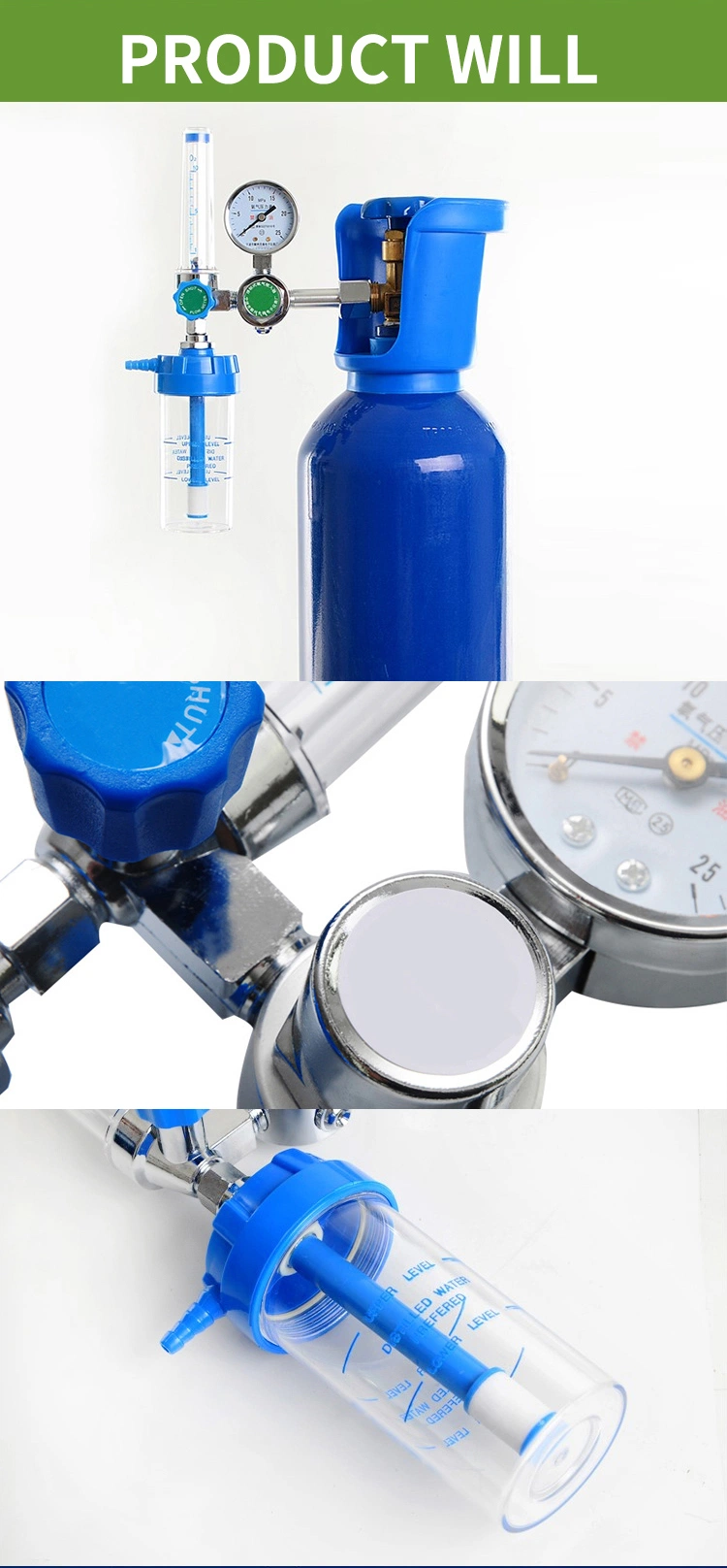 Oxygen Pressure Gas Regulator Cga540 Flowmeter Inhaler Flow Meter Absorber Buoy Type Inhalator