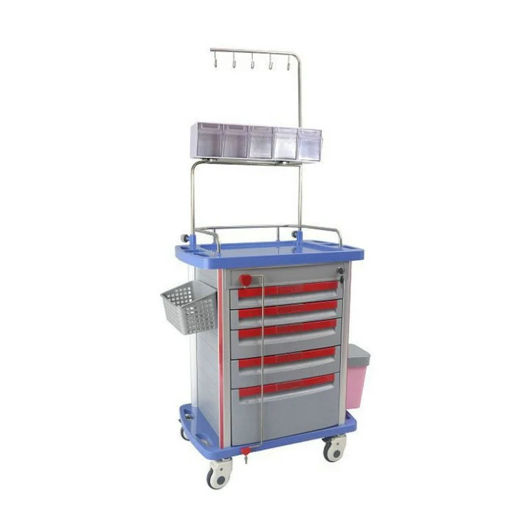 Operating Room Medical Emergency Trolley with Drawer ABS Medical Trolley