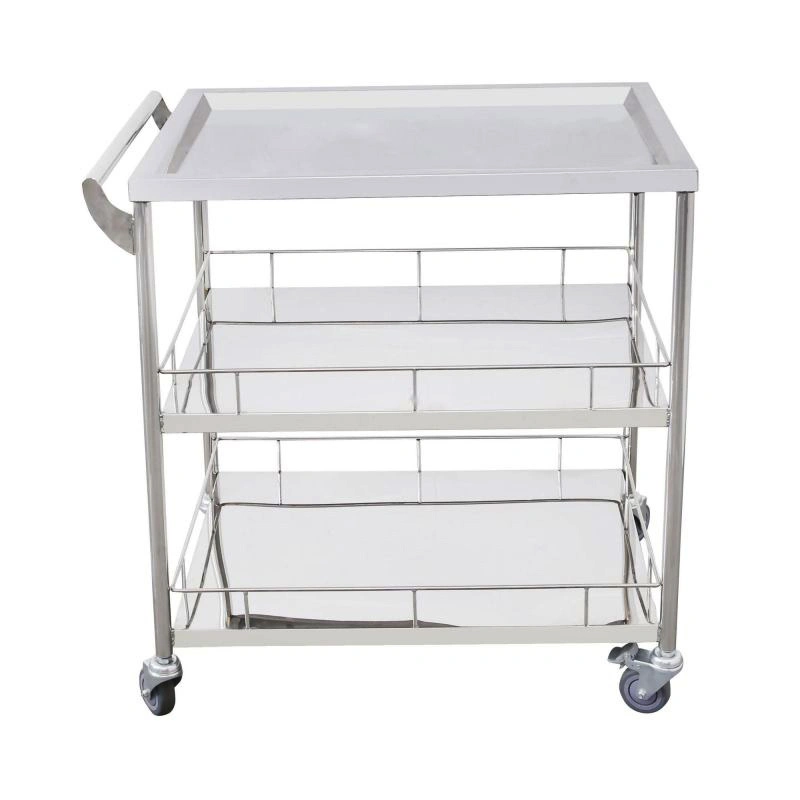 Hospital Clean Wound Cart Medical Rolling Lunch Cart Oxygen Cylinder Phlebotomy 3-Tier Acrylic Rolling Utility