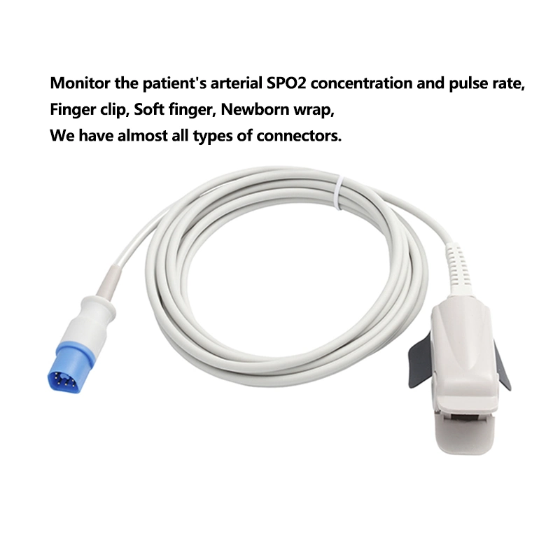 Medical Reusable Adult Finger Clip SpO2 Sensor Compatible with Philips 8p (MP20)