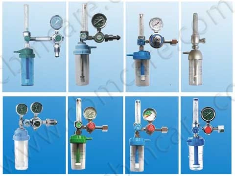 Tube Flow Gas Medical Oxygen Regulator with Pin Index Yoke Connector