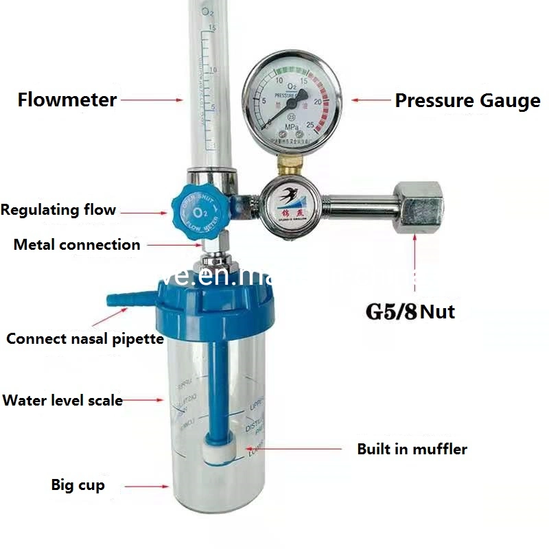 High Pressure Cylinder Oxygen Regulator Male G5/8 Medical Medical Gas Equipments