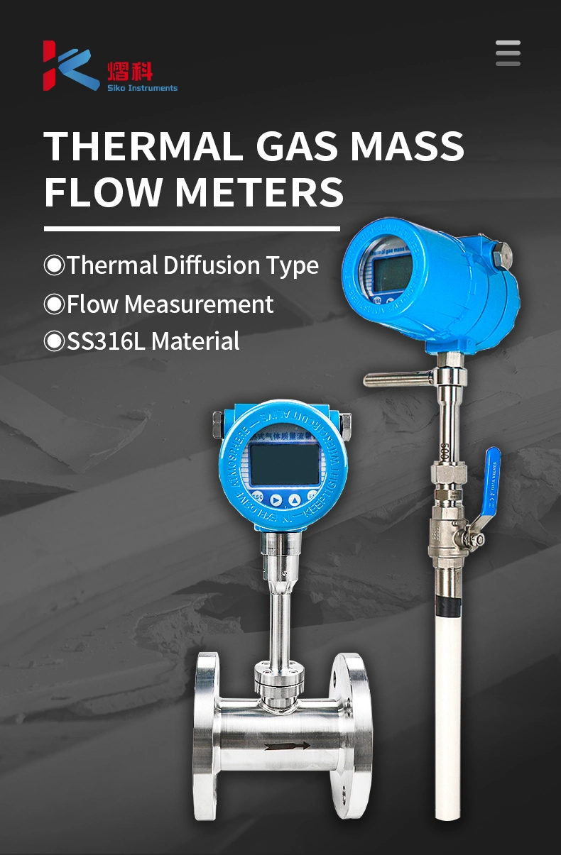 Gas Flow Totalizer DN150 Thermal Gas Mass Flow Meter for Hydrogen Gas