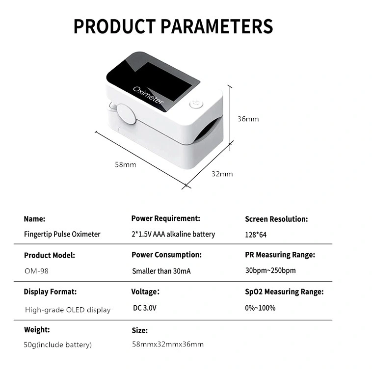 Ce FDA Approved OLED Display Finger Pulse Oximeter Fingertip Oximeter Heart Rate and Blood Oxygen SpO2 Monitor