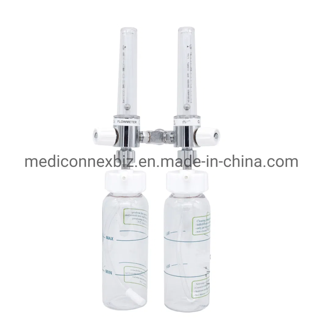 Hq-Fmh-15L Twin/Dual/Double Tube Type Medical Oxygen Flowmeter with Humidifier