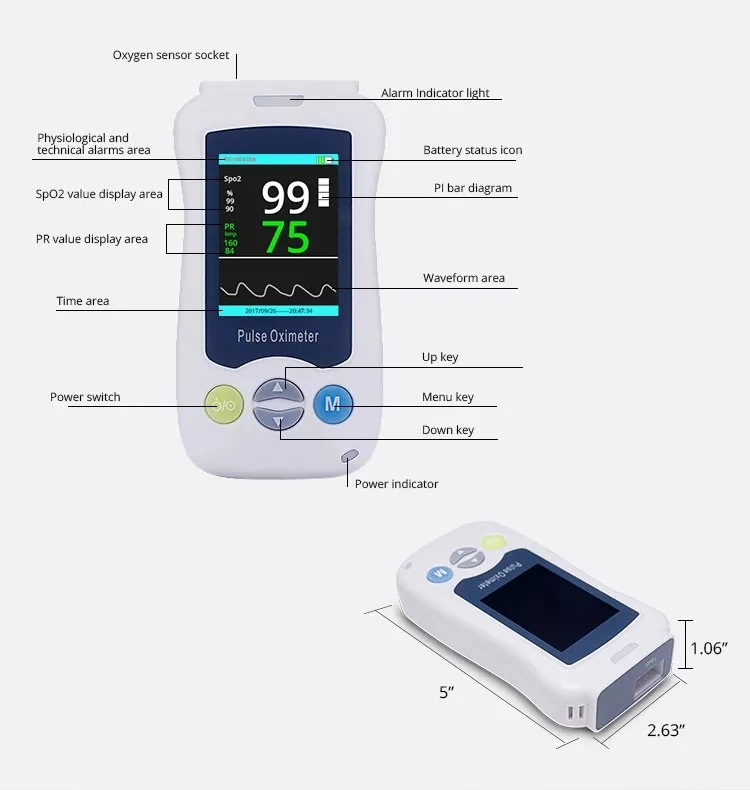 Portable Veterinary Blood Oxygen Pulse Oximeter 2.4-Inch LCD High Precision Fingertip Pulse Oximeter