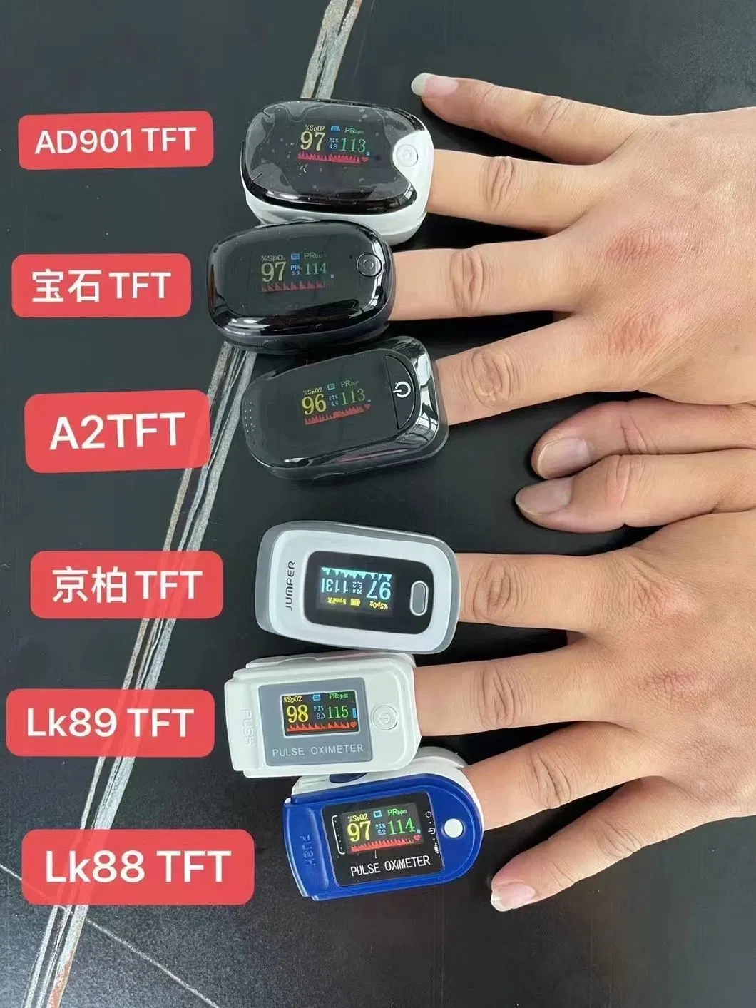 FDA CE ISO Clear LED Wholesale High Quality Medical Fingertip Finger Pulse Digital Oxymeter Oximeter for Patient SpO2 Sensor O2 Oxygen Saturation Monitor