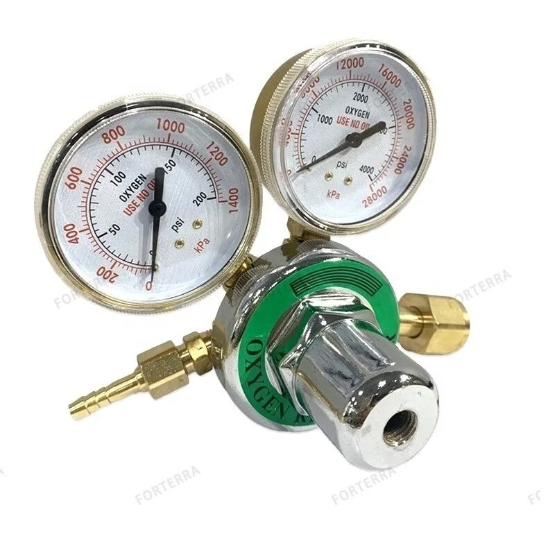 Forterra High Quality Cga540 Oxygen Gas Regulator Dual Gauge Pressure Reducer Regulator for South America