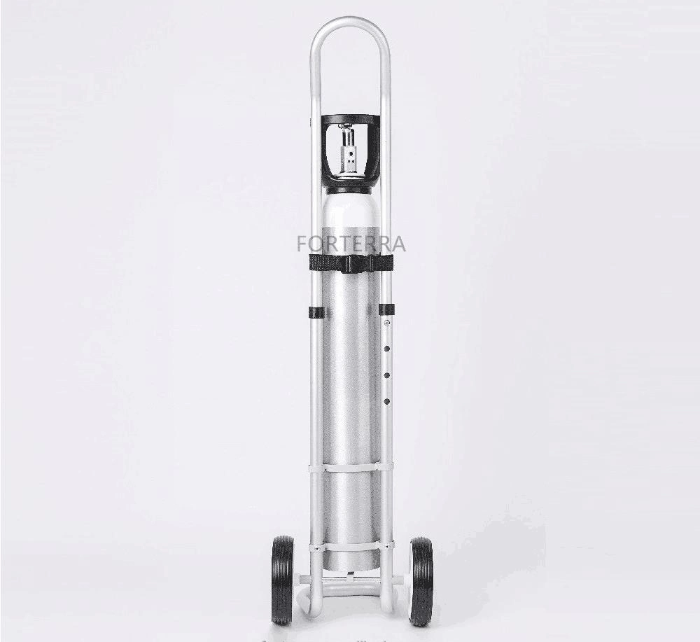 Factory Price 8L 10L 140mm Dia. Aluminum Medical Oxygen Bottle Cart Gas Cylinder Trolley for Hospital