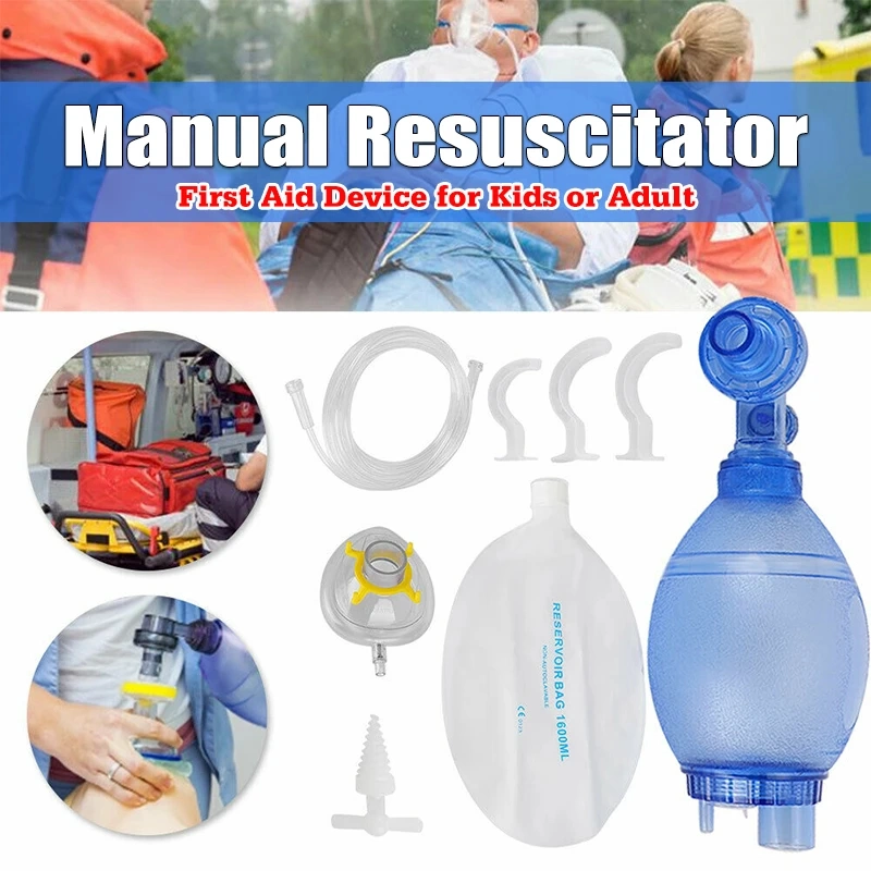 Medical Disposable and Latex Free PVC Manual Resuscitator First Aid Kits Oxygen Ambu Bag Emergency Anethesia Device