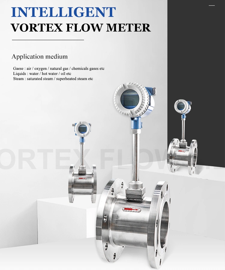 Air Hydrogen Gas Medical Oxygen LPG Vortex Flowmeter 4-20mA Dn150